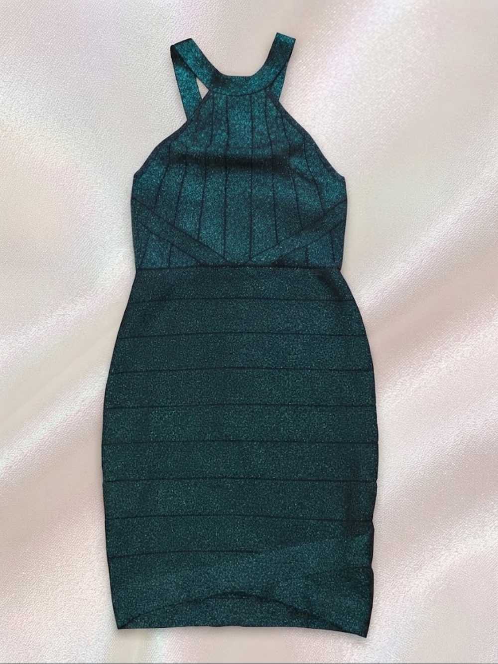 Vintage GUESS emerald green glitter bandage mini dress